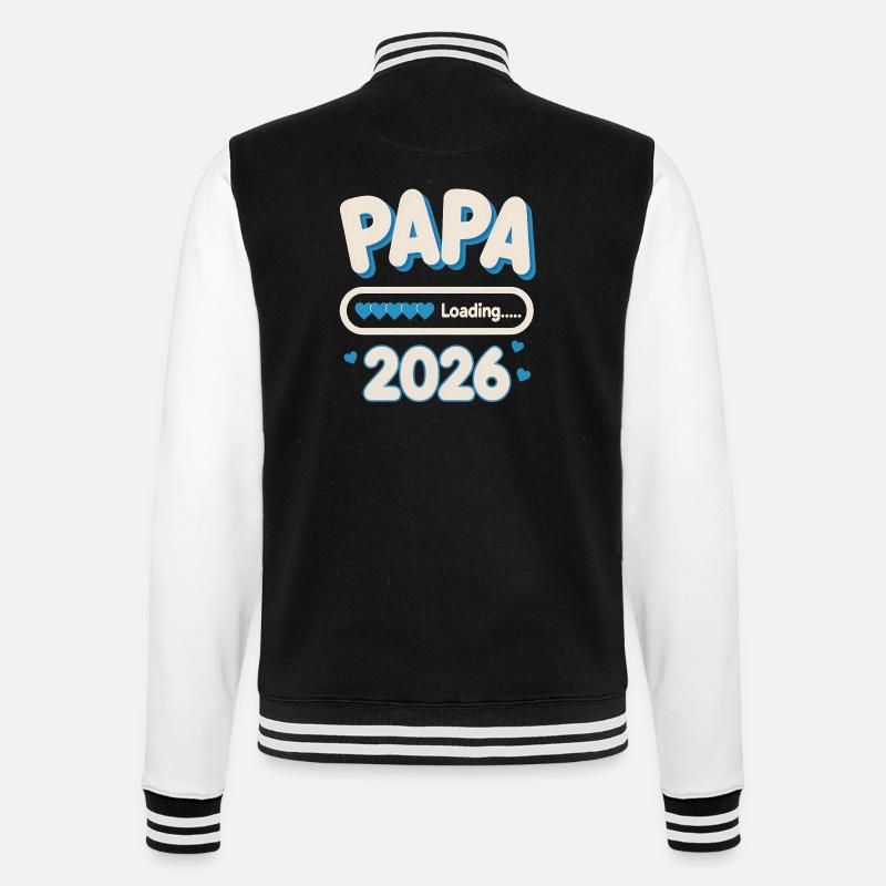 Papa Loading 2026  - College-Sweatjacke - Schwarz/Weiß