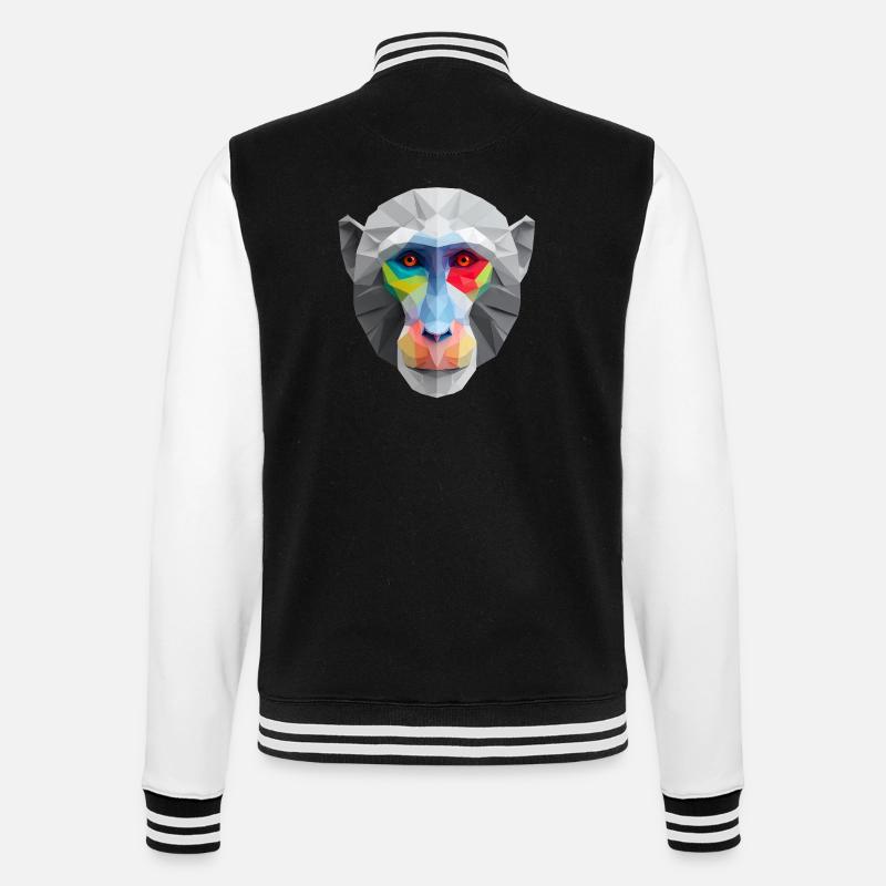 Farbiges Low-Poly Affengesicht Logo Art Design - College-Sweatjacke - Schwarz/Weiß