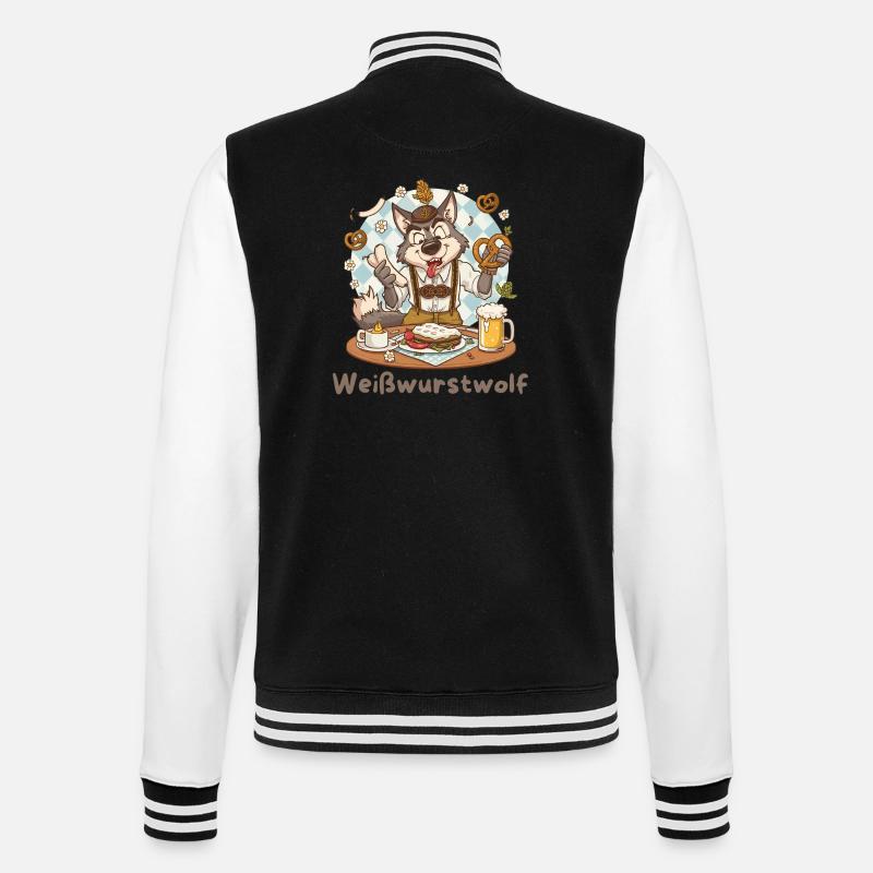 Weißwurstwolf Kochheld Bavarian - College-Sweatjacke - Schwarz/Weiß