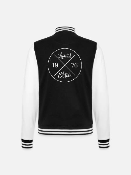 Limited edition 1976 - Geschenk 50. Geburtstag - College-Sweatjacke - Schwarz/Weiß