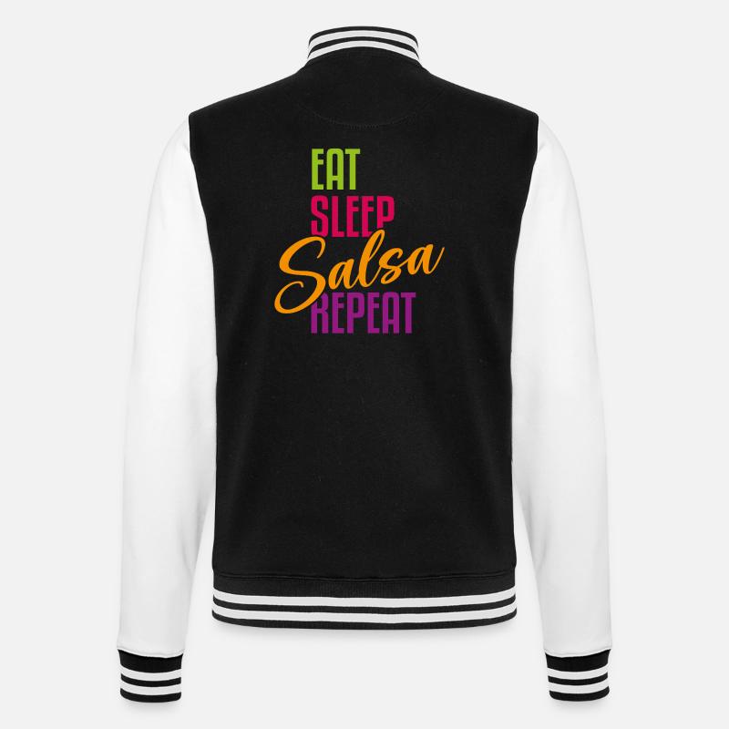 Eat Sleep Salsa Repeat – Salsa Outfit  - College-Sweatjacke - Schwarz/Weiß