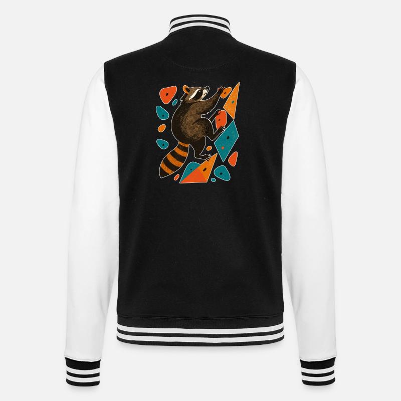 Bouldern Waschbär Klettern Motivation Geschenk - College-Sweatjacke - Schwarz/Weiß