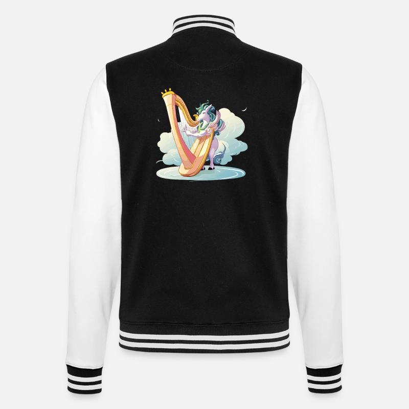 Harfentier auf Wolken - College-Sweatjacke - Schwarz/Weiß