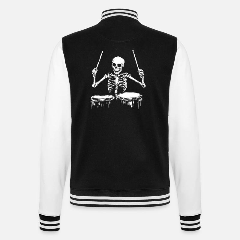 Skeleton Drummer Drums Drummer Drums - College Sweat Jacket - black/white