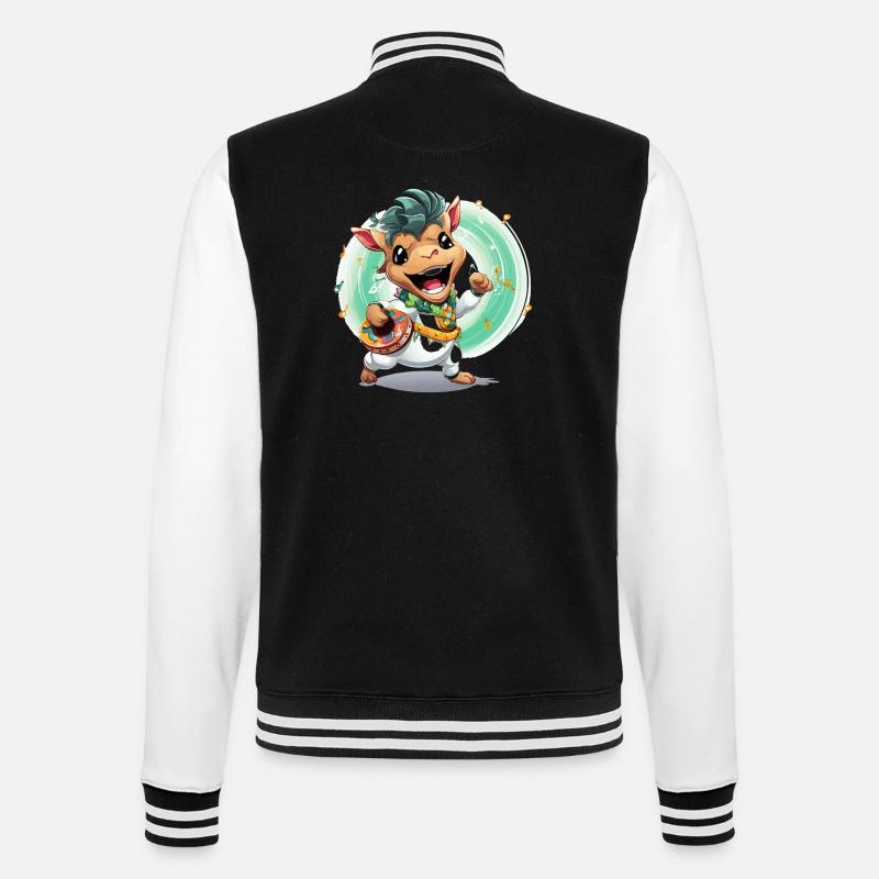 Cow drummers in carnival - College Sweat Jacket - black/white