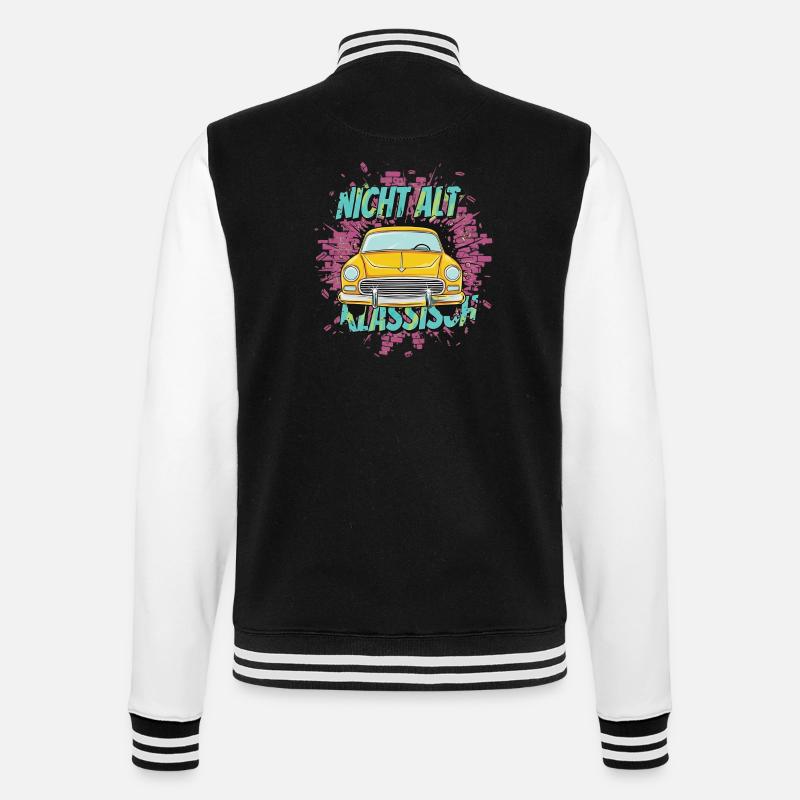 Oldtimer Auto – Nicht Alt Klassisch - College-Sweatjacke - Schwarz/Weiß