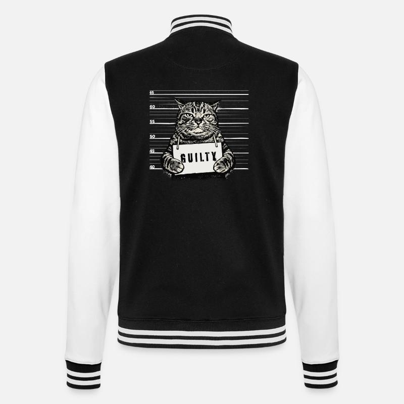Grim Cat – Mugshot Guilty Design - College Sweat Jacket - black/white