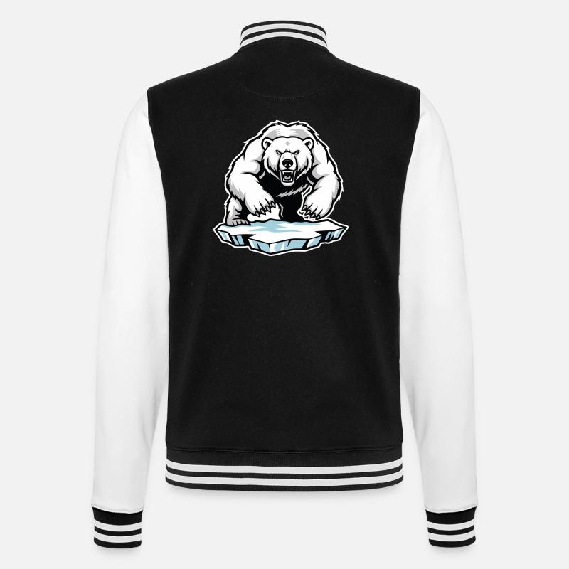 Arktischer Eisbär Maskottchen Maskottchen Bär - College-Sweatjacke - Schwarz/Weiß