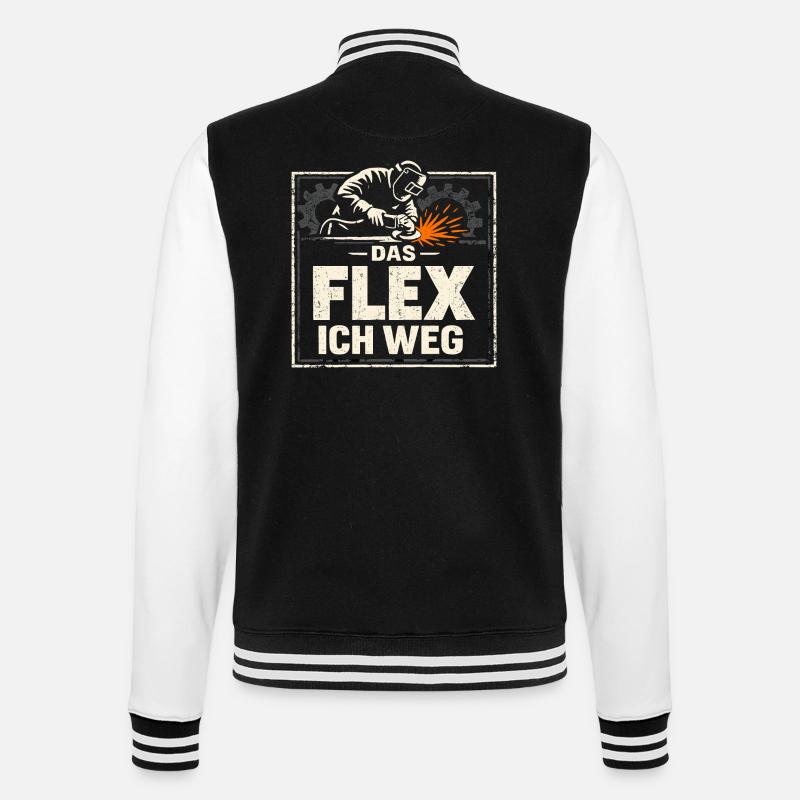 Schweißer Das Flex Ich Weg Geschenk - College-Sweatjacke - Schwarz/Weiß