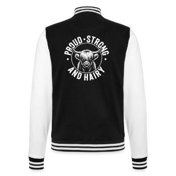 Highland Cow / Highland Beef – I Love Highlands - College Sweat Jacket - black/white - Back - Marisol (170cm)