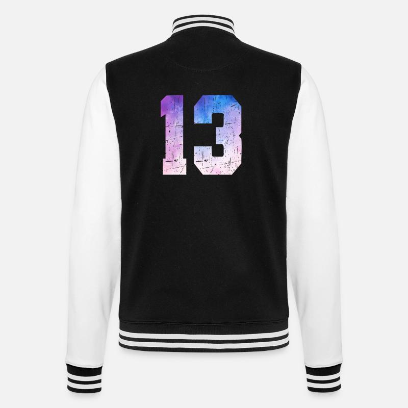 Ausgabe 13 – 13. Jubiläumsgeschenk - College-Sweatjacke - Schwarz/Weiß