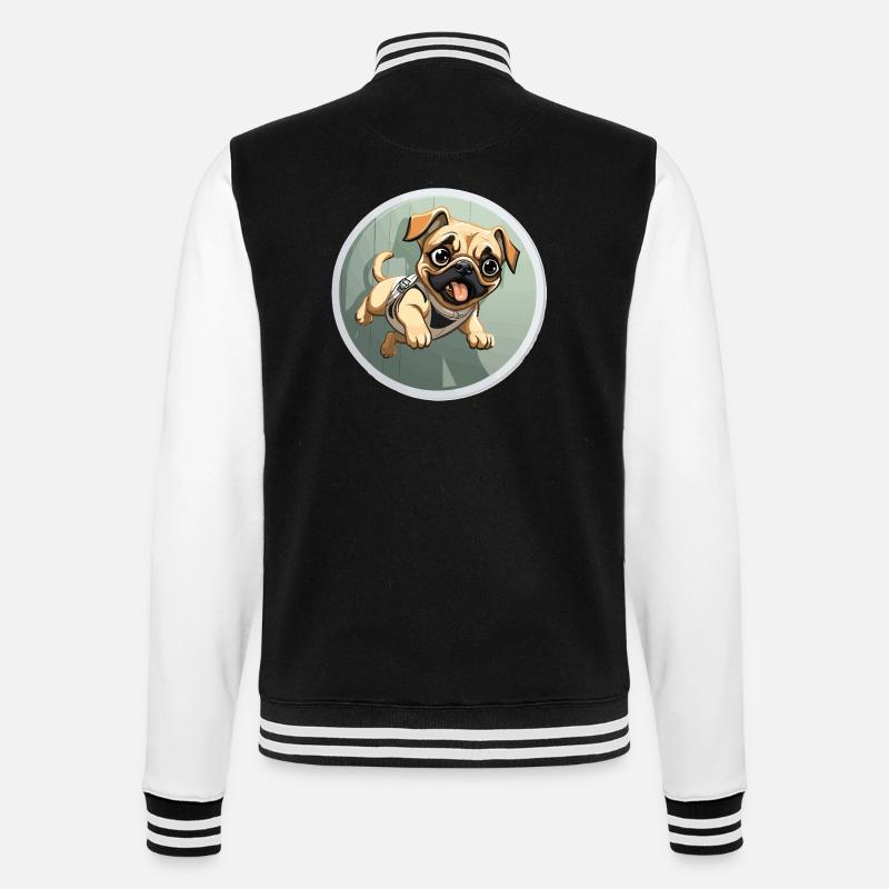 Squeaking Pug Sprinter - College Sweat Jacket - black/white