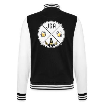 Bachelor Party Groom Hand Sign Beer Circle Symbol NEG 3C - College Sweat Jacket - black/white - Back - Marisol (170cm)