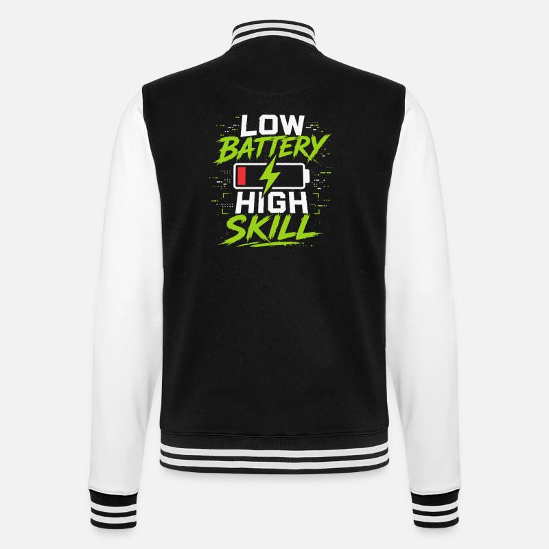 Low Battery High Skill - College Sweat Jacket - black/white