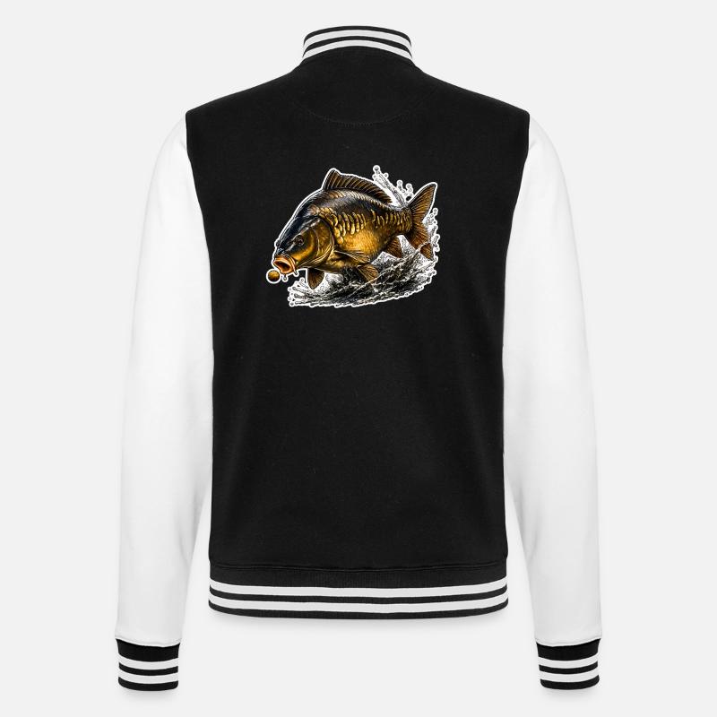 Spiegelkarpfenfisch-Design - College-Sweatjacke - Schwarz/Weiß