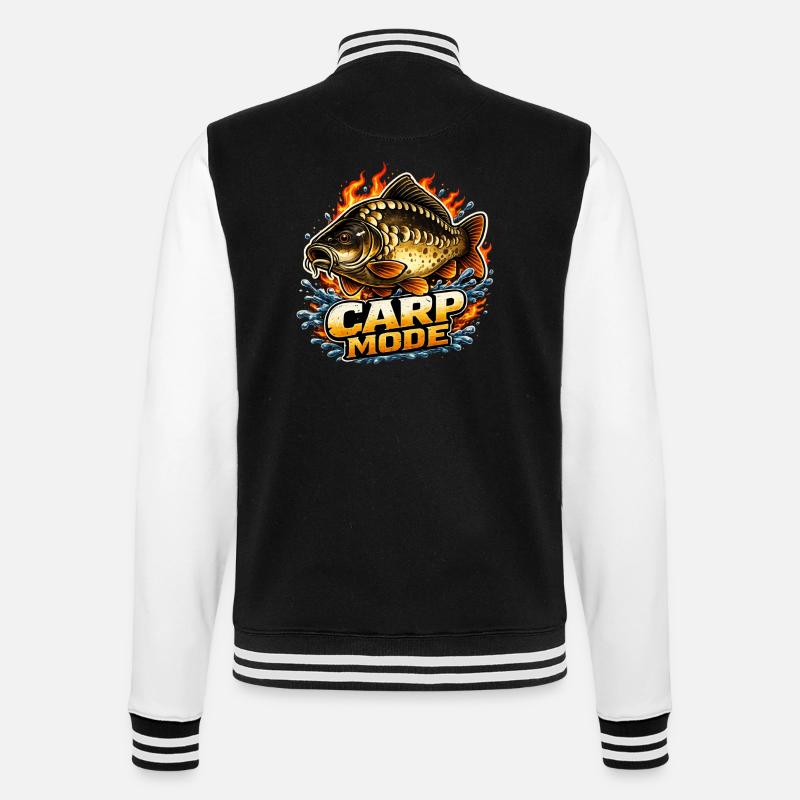 Karpfenmodus - College-Sweatjacke - Schwarz/Weiß