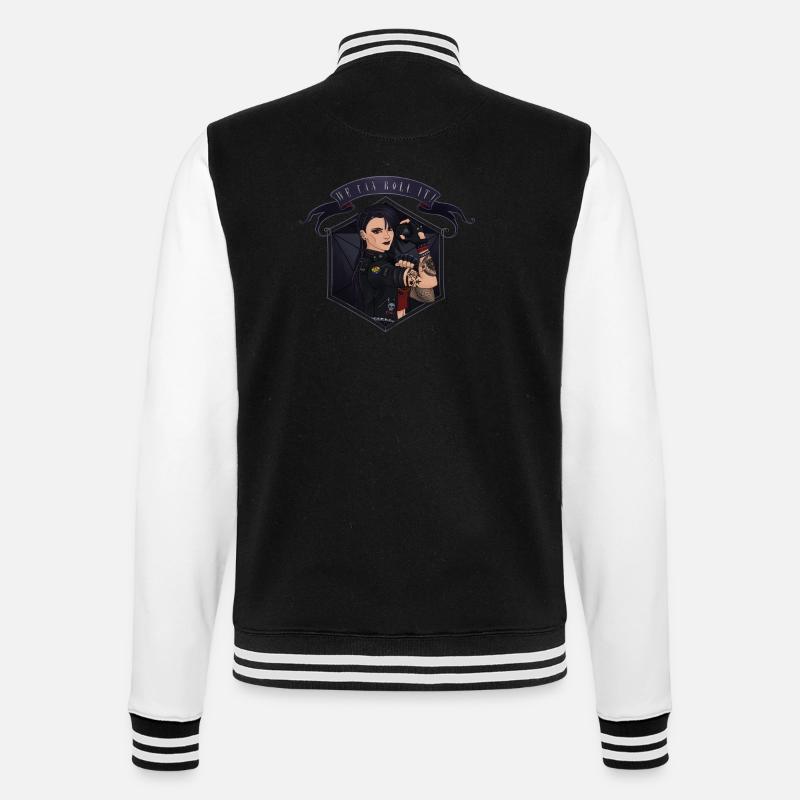 We can ROLL it! White - College Sweat Jacket - black/white
