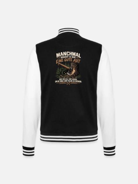 Waldholz Axtkraft - College-Sweatjacke - Schwarz/Weiß