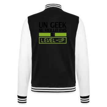 un geek ne vieillit pas il level up - Veste Teddy - noir/blanc - Dos - Marisol (170cm)