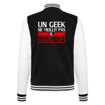 un geek ne vieillit pas il level up - Veste Teddy - noir/blanc - Dos - Marisol (170cm)