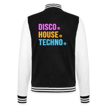 Disco House Techno ballern hard Bass Rave - College-Sweatjacke - Schwarz/Weiß - Hinten - Marisol (170cm)
