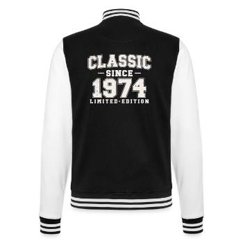 Klassisch seit 1974 Jahrgang Vintage Geburtstag - College-Sweatjacke - Schwarz/Weiß - Hinten - Marisol (170cm)