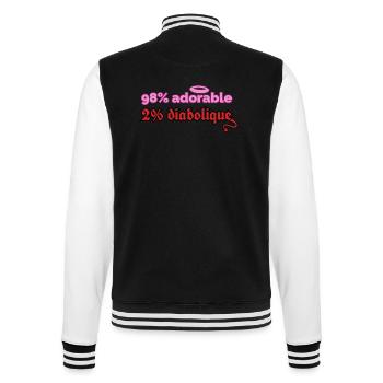 98% adorable, 2% diabolique – Humour fun - Veste Teddy - noir/blanc - Dos - Marisol (170cm)