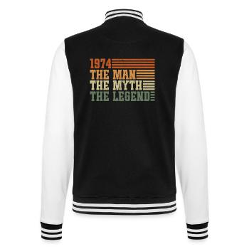 1974 Vintage homme mythe légende anniversaire - Veste Teddy - noir/blanc - Dos - Marisol (170cm)