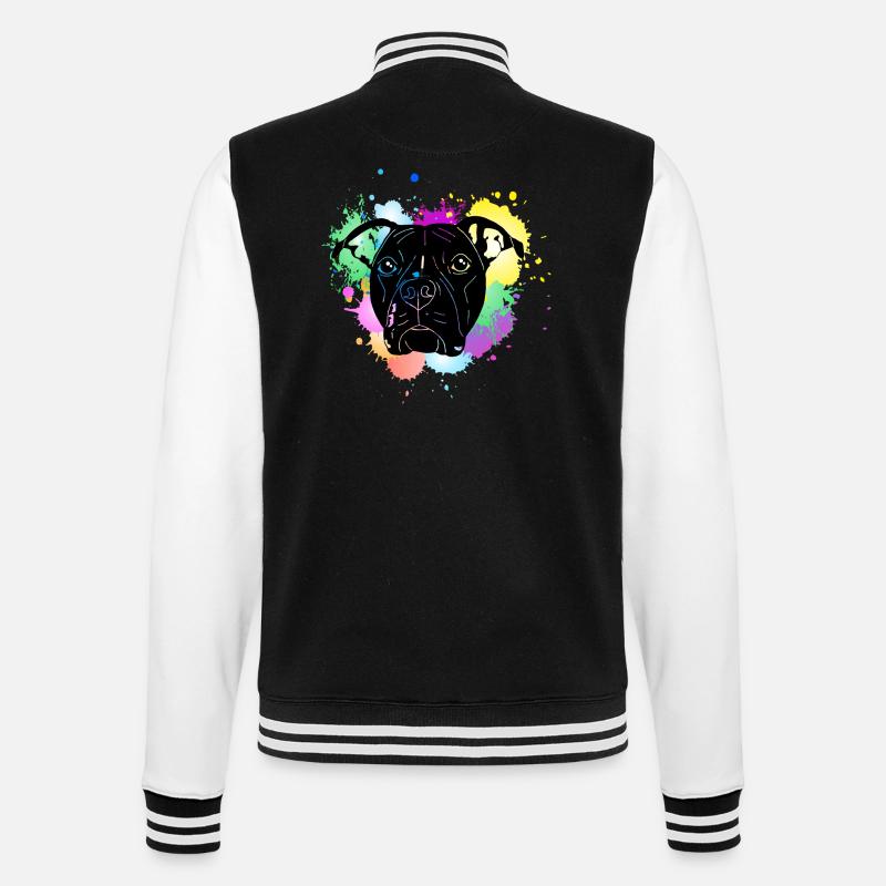 Pitbull Terrier mit Splash - College-Sweatjacke - Schwarz/Weiß
