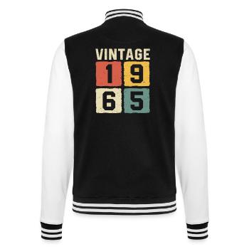 Vintage 1965 Born 1965 - College Sweat Jacket - black/white - Back - Marisol (170cm)