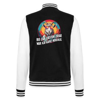 Bis zur ersten Ziege war ich ganz normal - College-Sweatjacke - Schwarz/Weiß - Hinten - Marisol (170cm)