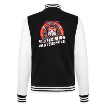 Bis zur ersten Ziege war ich ganz normal - College-Sweatjacke - Schwarz/Weiß - Hinten - Marisol (170cm)