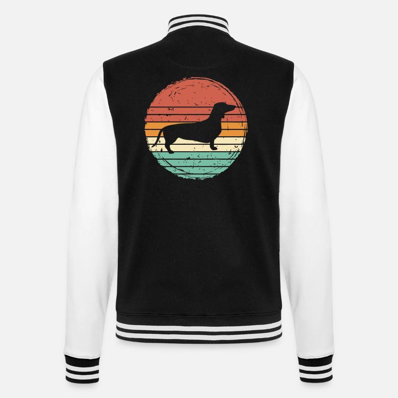 Dachshund Teckel Dachshund Retro Cadeau - Veste Teddy - noir/blanc
