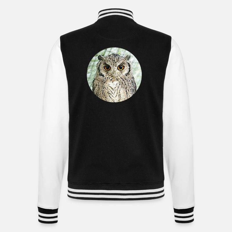 Die majestätische Eule - College-Sweatjacke - Schwarz/Weiß