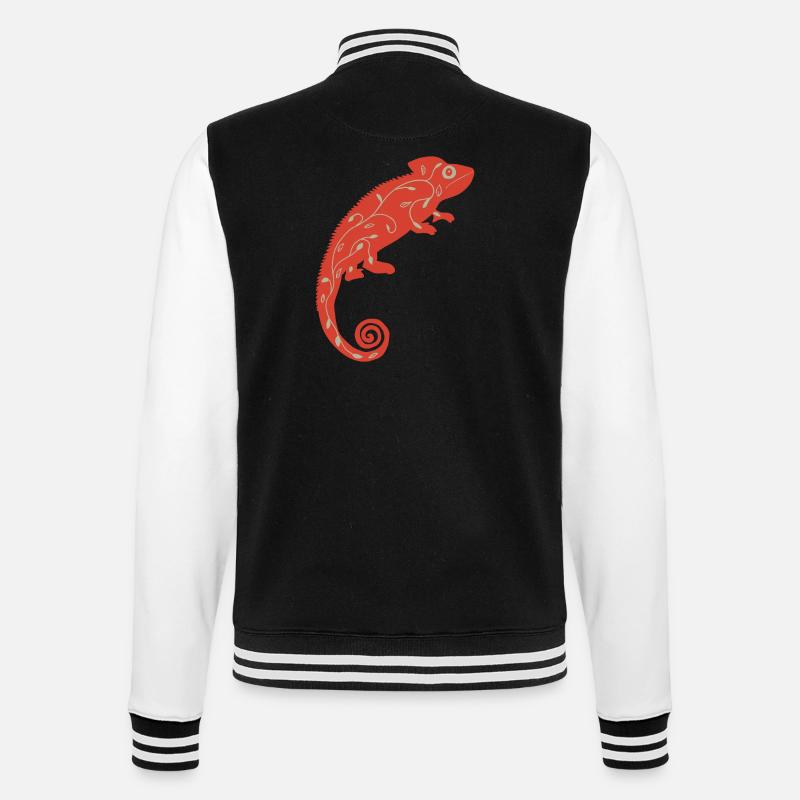 Rotes Chamäleon - College-Sweatjacke - Schwarz/Weiß