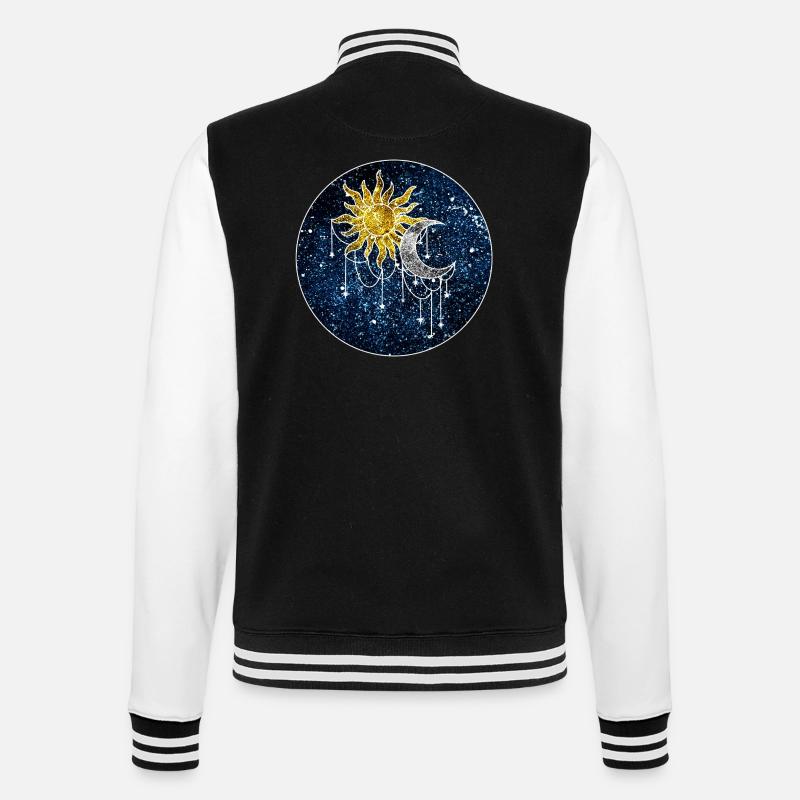 Kosmische Sonne und Mond - College-Sweatjacke - Schwarz/Weiß