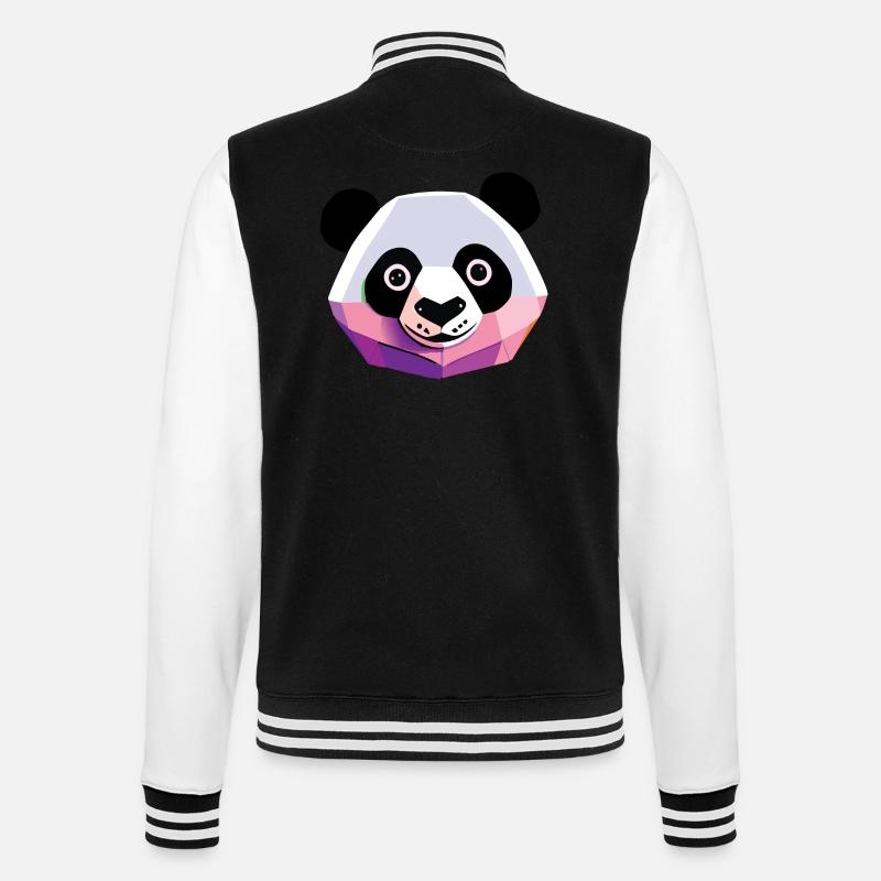 Panda Low Poly - Veste Teddy - noir/blanc