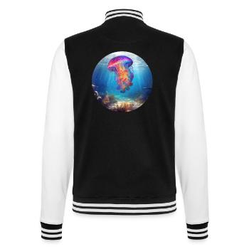 Meduse - enjoy the silence - College-Sweatjacke - Schwarz/Weiß - Hinten - Marisol (170cm)