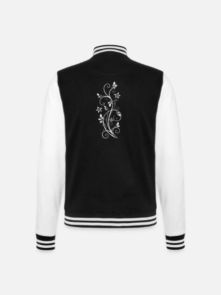 Blatt Blätter Herbst Ranke Pflanze - College-Sweatjacke - Schwarz/Weiß