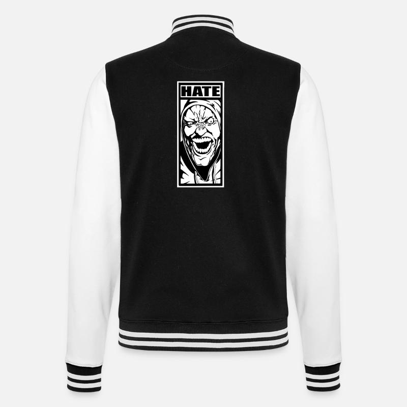 Hate - College Sweat Jacket - black/white
