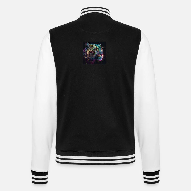 Farbiger Jaguar, einzigartiges Design - College-Sweatjacke - Schwarz/Weiß