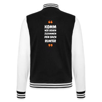 Komm wir gehen zusammen den Bach runter - College-Sweatjacke - Schwarz/Weiß - Hinten - Marisol (170cm)