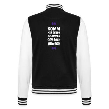 Komm wir gehen zusammen den Bach runter - College-Sweatjacke - Schwarz/Weiß - Hinten - Marisol (170cm)