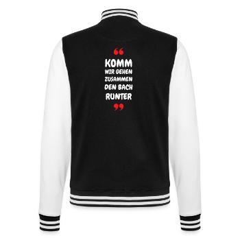 Komm wir gehen zusammen den Bach runter - College-Sweatjacke - Schwarz/Weiß - Hinten - Marisol (170cm)