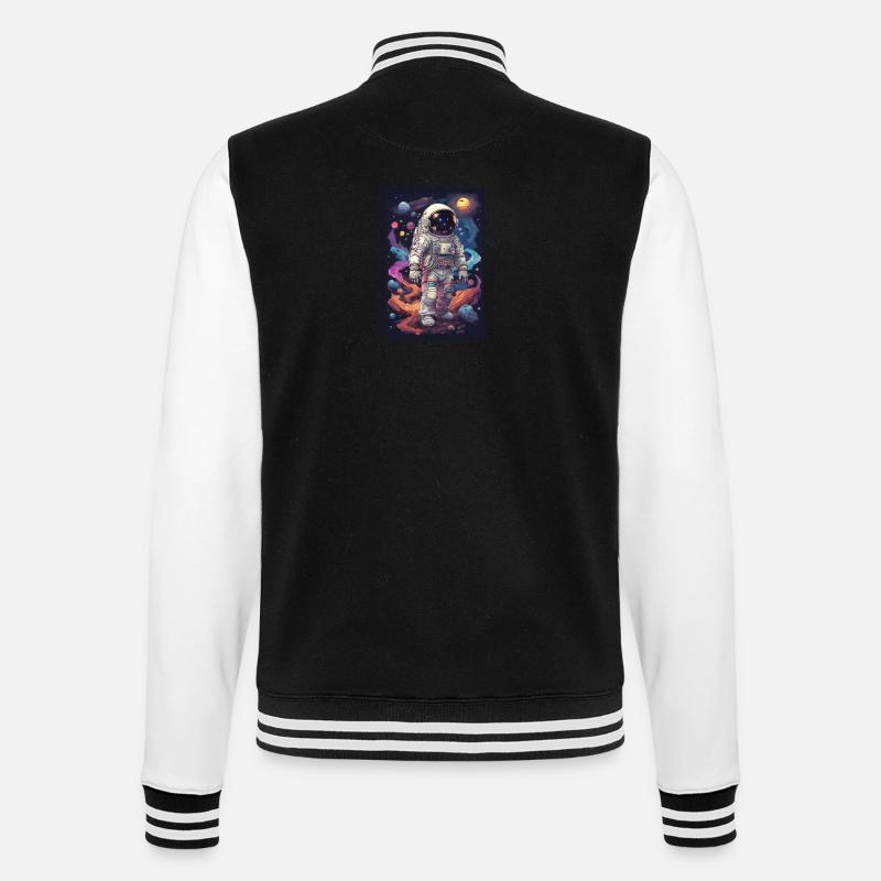 retro illustrations austronaut space - College-Sweatjacke - Schwarz/Weiß