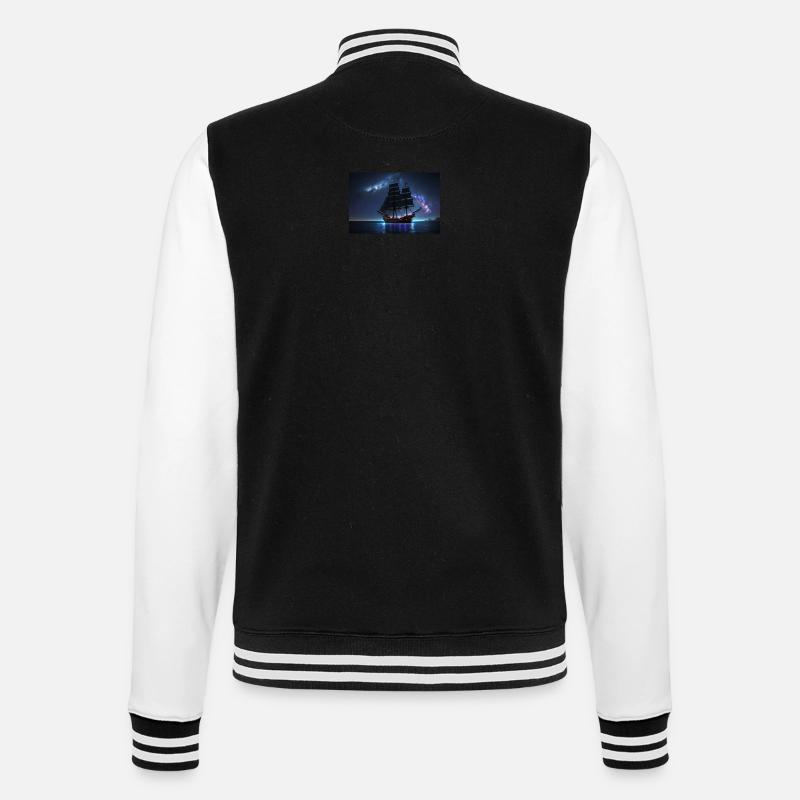Segelschiff unter mystischem Himmel - College-Sweatjacke - Schwarz/Weiß