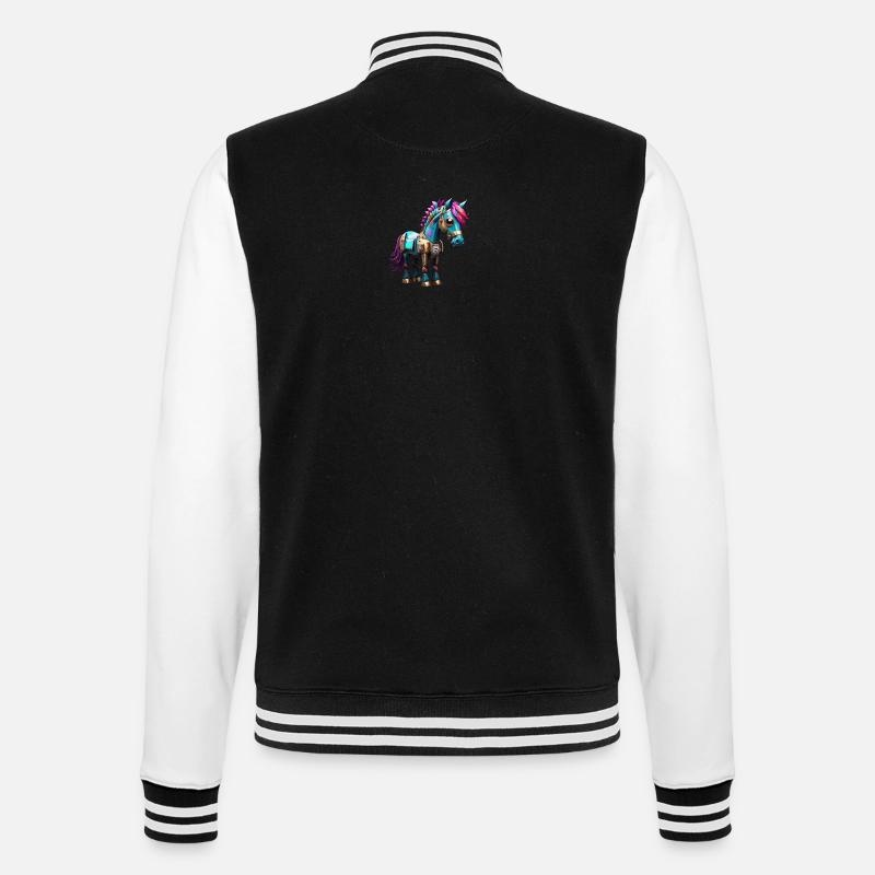 Robot Cheval - Veste Teddy - noir/blanc