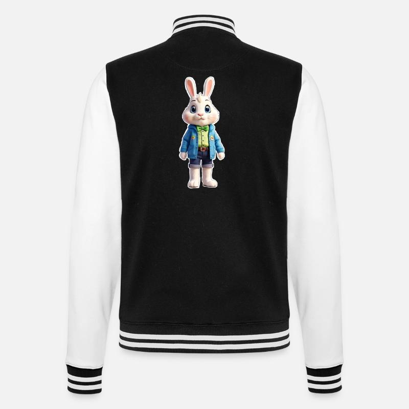 Lapin de Pâques debout - Veste Teddy - noir/blanc