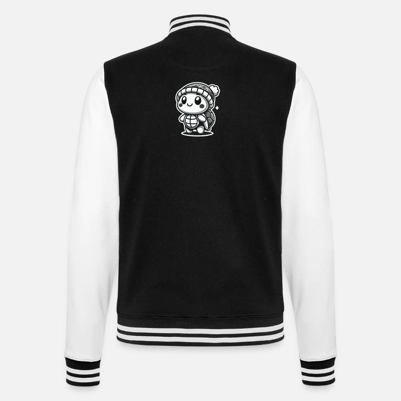 Curious Turtle - Hat Explorer - College-Sweatjacke - Schwarz/Weiß