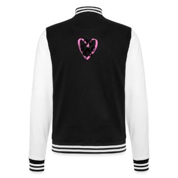 Pfotenabdruck mit Herz, pink - College-Sweatjacke - Schwarz/Weiß - Hinten - Marisol (170cm)